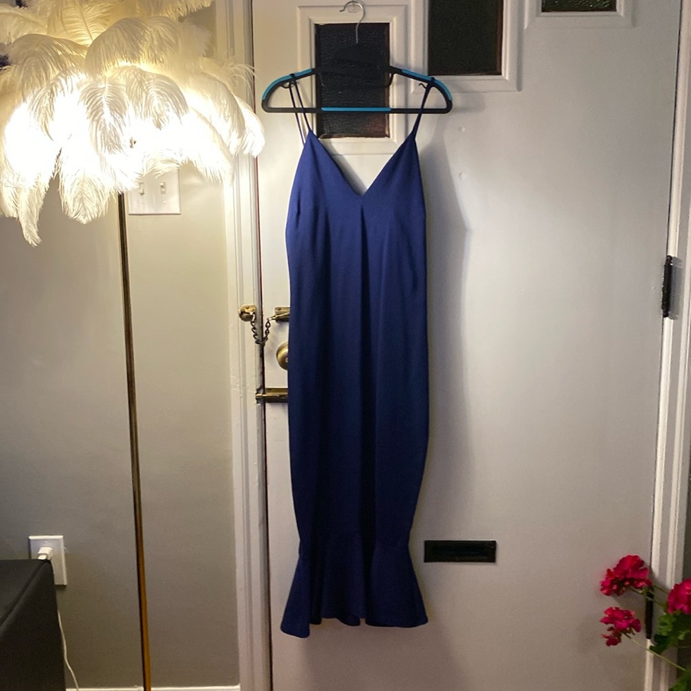 Midi Blue mermaid hem dress Fashion Nova NWT